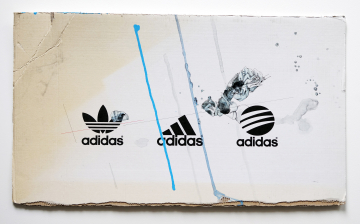 Drei Streifen | 2024 | 100x70cm | Peer Kriesel Übermalung | Mischtechnik auf Pappe, gerahmt